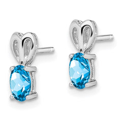 QBE20DEC Sterling Silver Rhodium-plated Light Swiss Blue Topaz Earrings