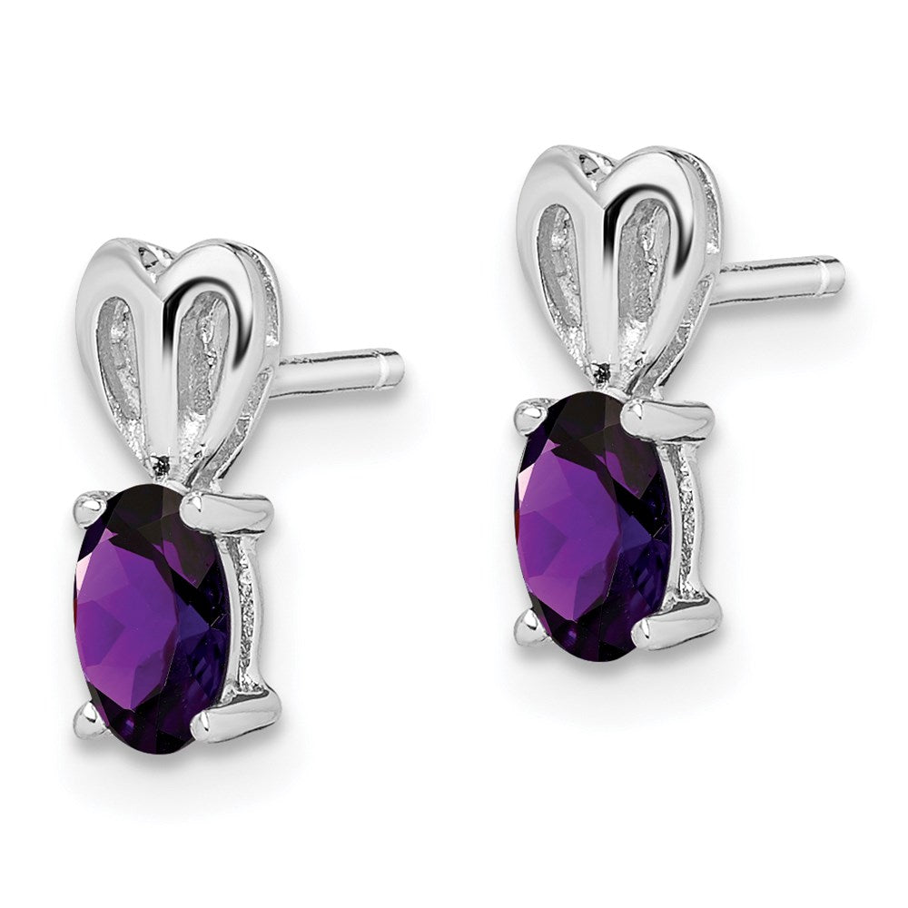 QBE20FEB Sterling Silver Rhodium-plated Amethyst Earrings