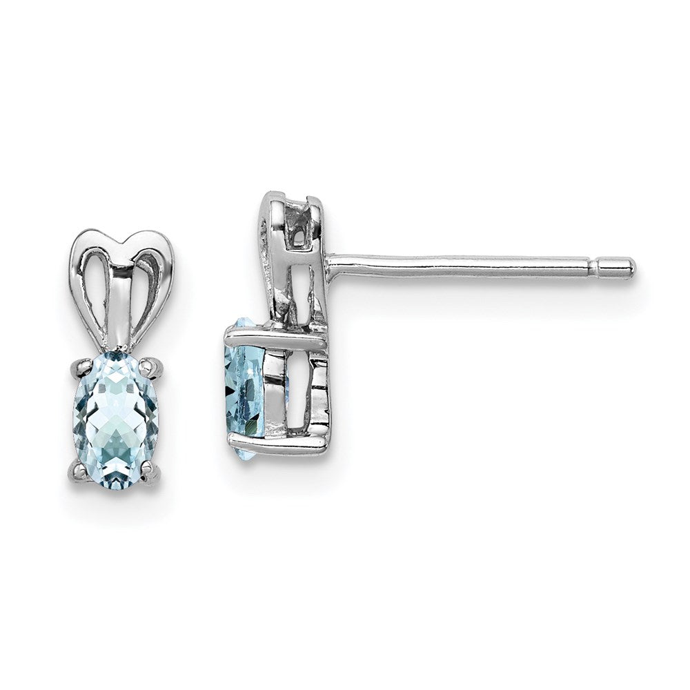 QBE20MAR Sterling Silver Rhodium-plated Aquamarine Earrings