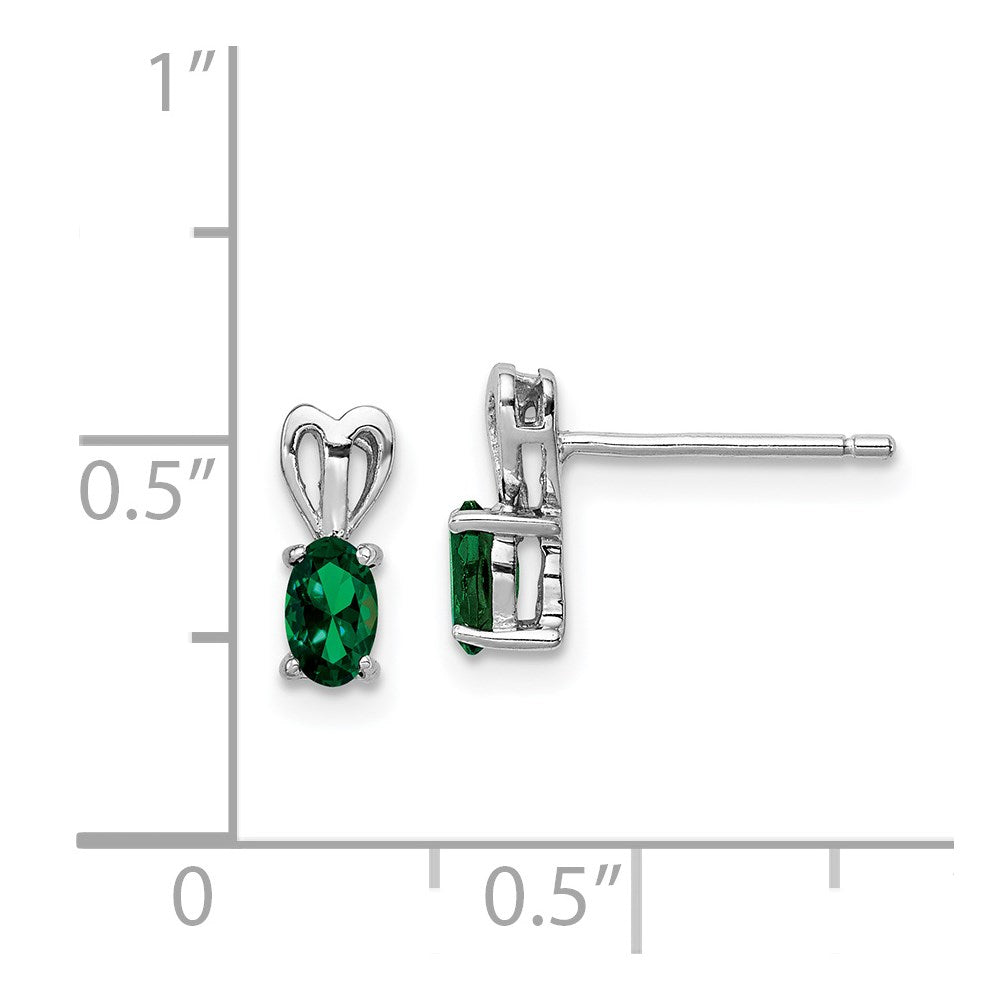 QBE20MAY Sterling Silver Rhodium-plated Created Emerald Earrings
