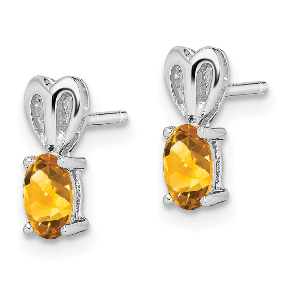 QBE20NOV Sterling Silver Rhodium-plated Citrine Earrings