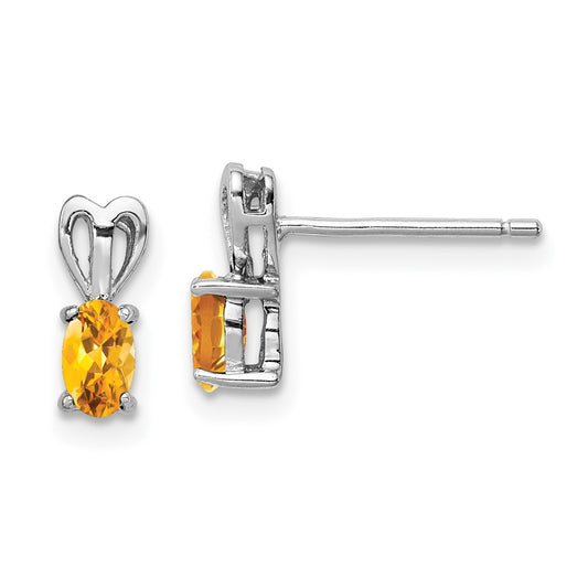 QBE20NOV Sterling Silver Rhodium-plated Citrine Earrings