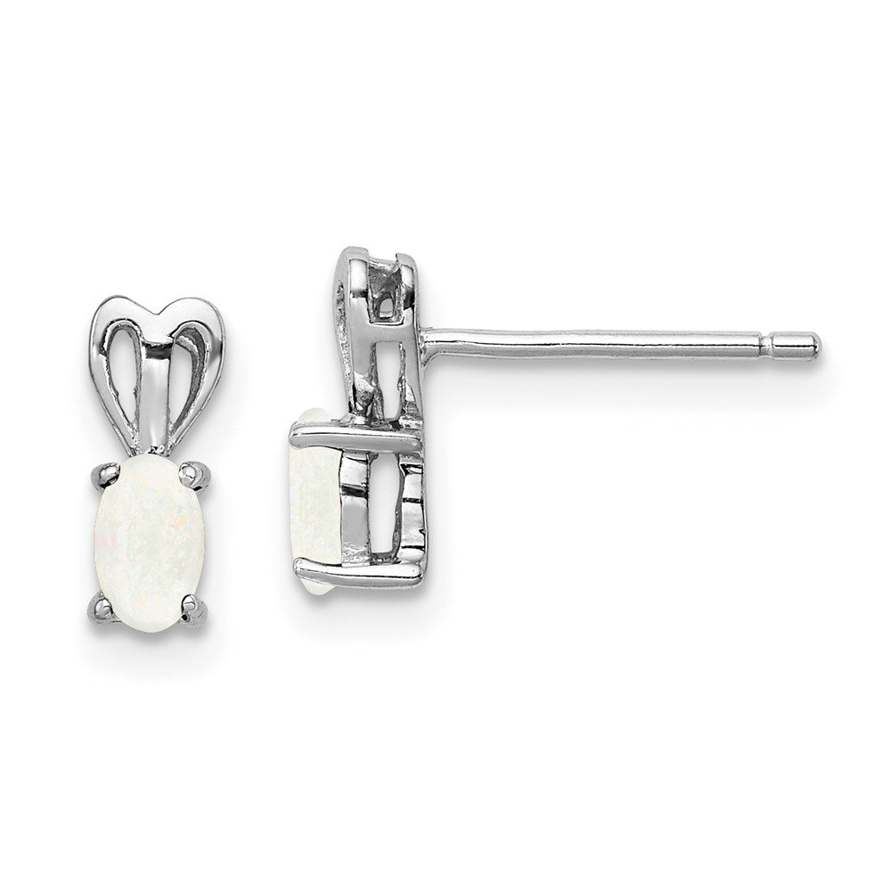 QBE20OCT Sterling Silver Rhodium-plated Created Opal Earrings