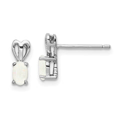 QBE20OCT Sterling Silver Rhodium-plated Created Opal Earrings