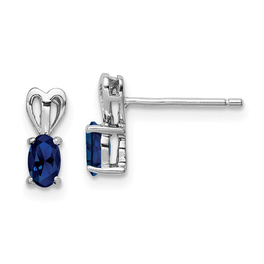 QBE20SEP Sterling Silver Rhodium-plated Created Sapphire Earrings