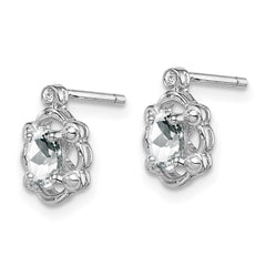 QBE21APR Sterling Silver Rhodium-plated White Topaz & Diam. Earrings