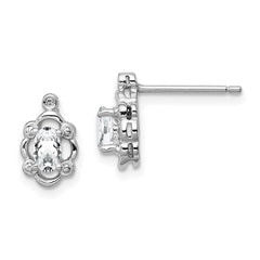 QBE21APR Sterling Silver Rhodium-plated White Topaz & Diam. Earrings
