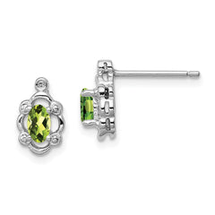 QBE21AUG Sterling Silver Rhodium-plated Peridot & Diam. Earrings