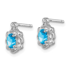 QBE21DEC Sterling Silver Rhodium-plated Light Swiss Blue Topaz & Diam. Earrings