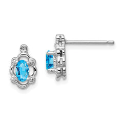 QBE21DEC Sterling Silver Rhodium-plated Light Swiss Blue Topaz & Diam. Earrings