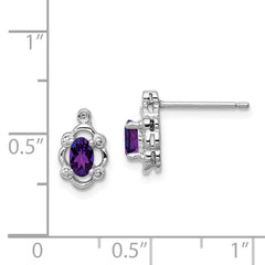 QBE21FEB Sterling Silver Rhodium-plated Amethyst & Diam. Earrings