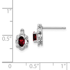 QBE21JAN Sterling Silver Rhodium-plated Garnet & Diam. Earrings