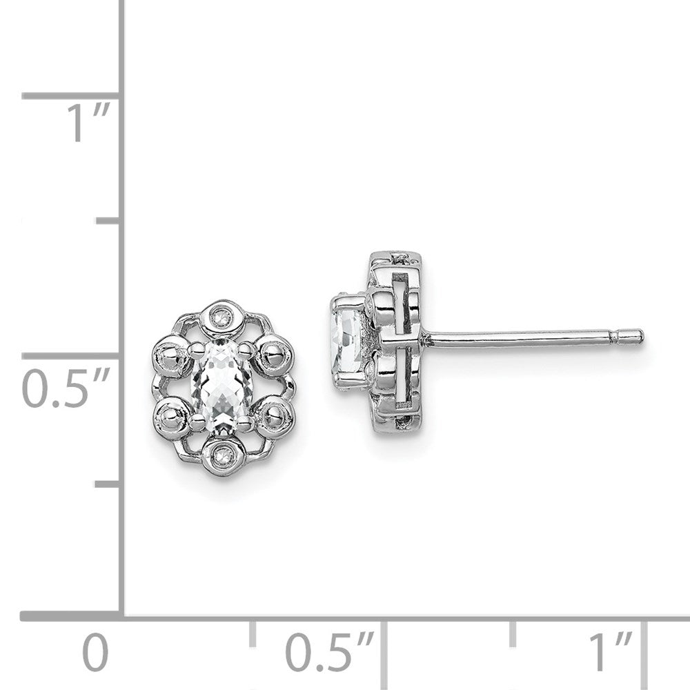 QBE22APR Sterling Silver Rhodium-plated White Topaz & Diam. Earrings