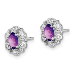 QBE22FEB Sterling Silver Rhodium-plated Amethyst & Diam. Earrings