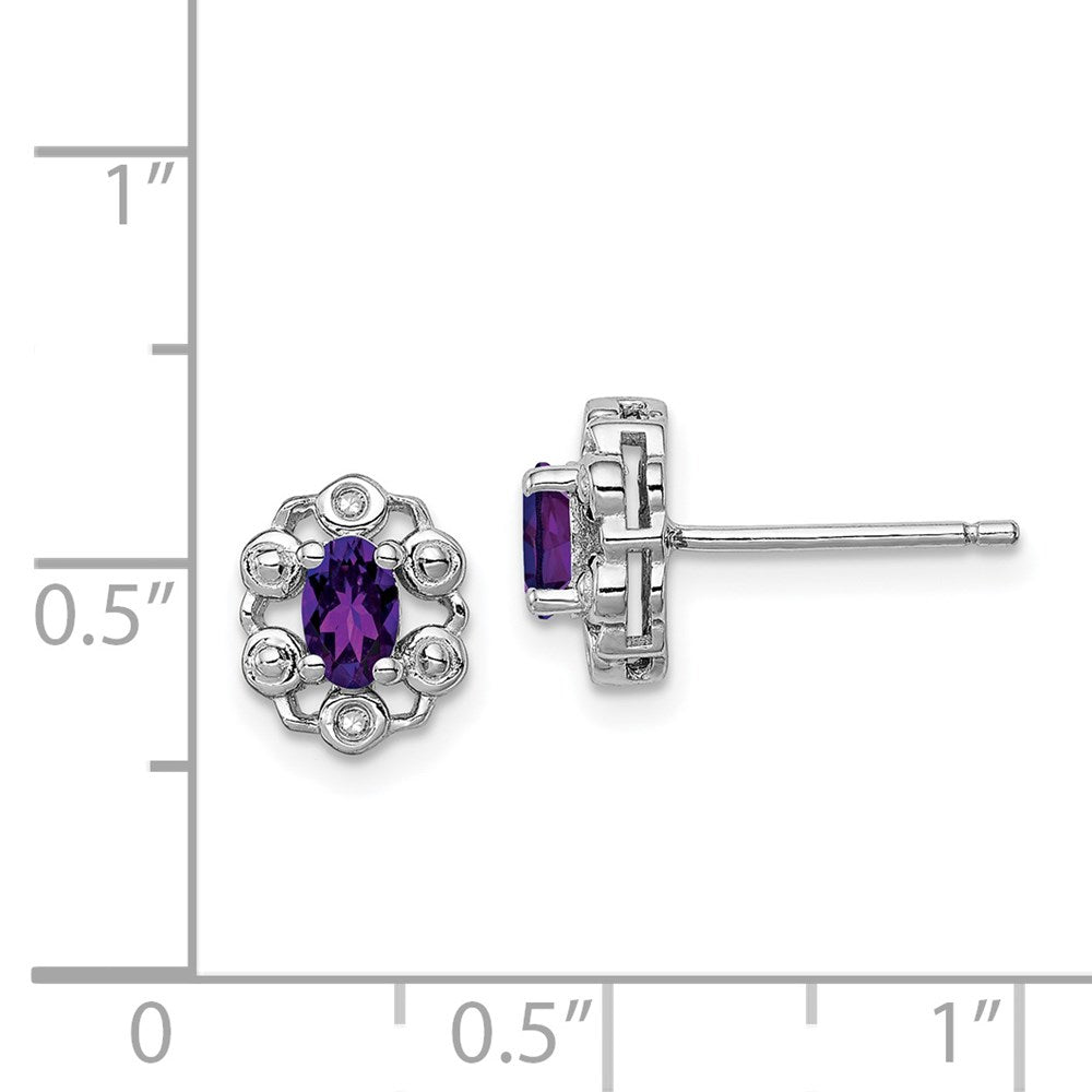 QBE22FEB Sterling Silver Rhodium-plated Amethyst & Diam. Earrings
