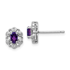 QBE22FEB Sterling Silver Rhodium-plated Amethyst & Diam. Earrings