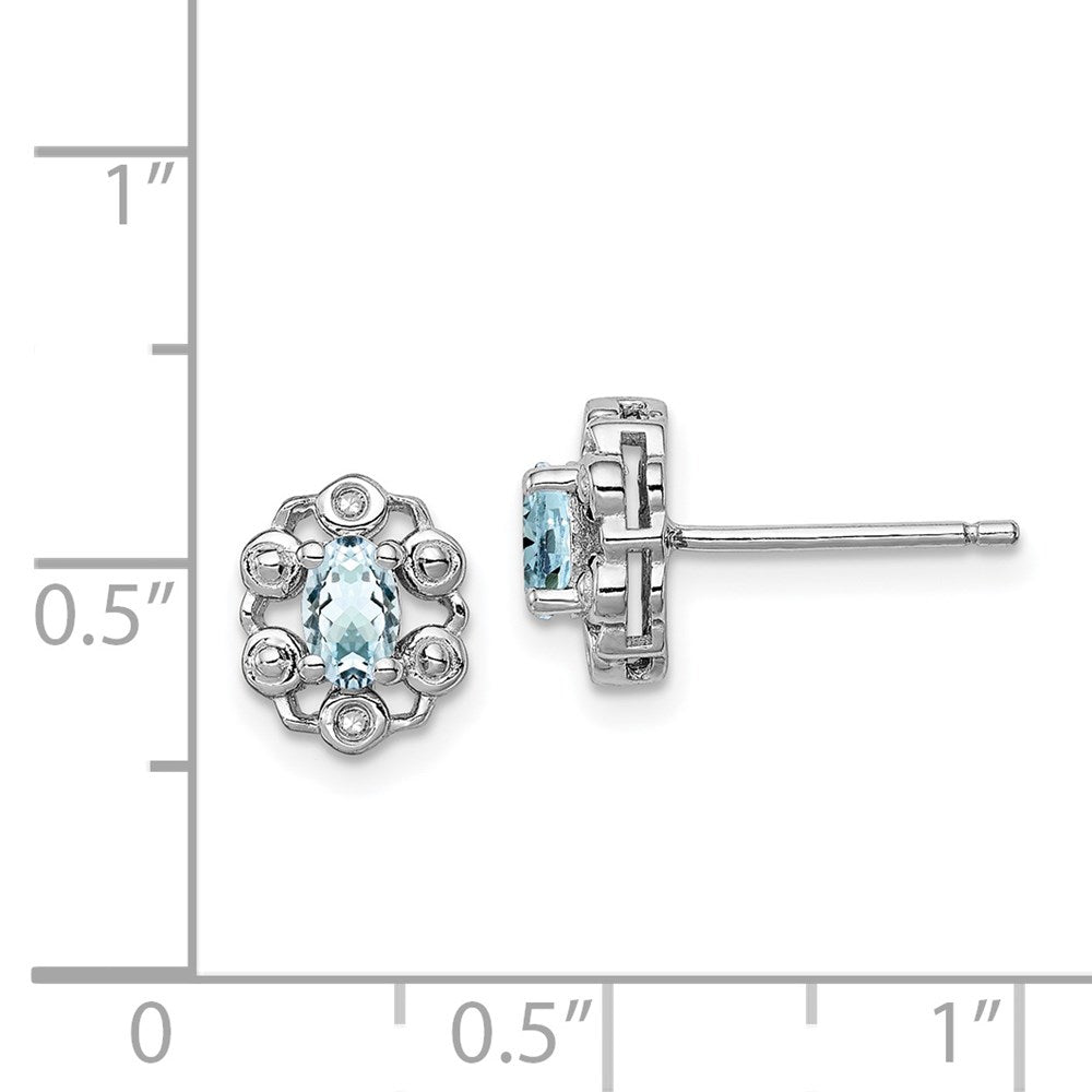 QBE22MAR Sterling Silver Rhodium-plated Aquamarine & Diam. Earrings
