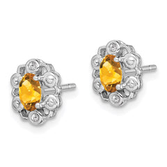QBE22NOV Sterling Silver Rhodium-plated Citrine & Diam. Earrings