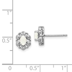 QBE22OCT Sterling Silver Rhodium-plated Created Opal & Diam. Earrings