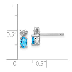 QBE23DEC Sterling Silver Rhodium-plated Light Swiss Blue Topaz & Diam. Earrings