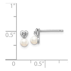 QBE23JUN Sterling Silver Rhodium-plated FW Cultured Pearl & Diam. Earrings