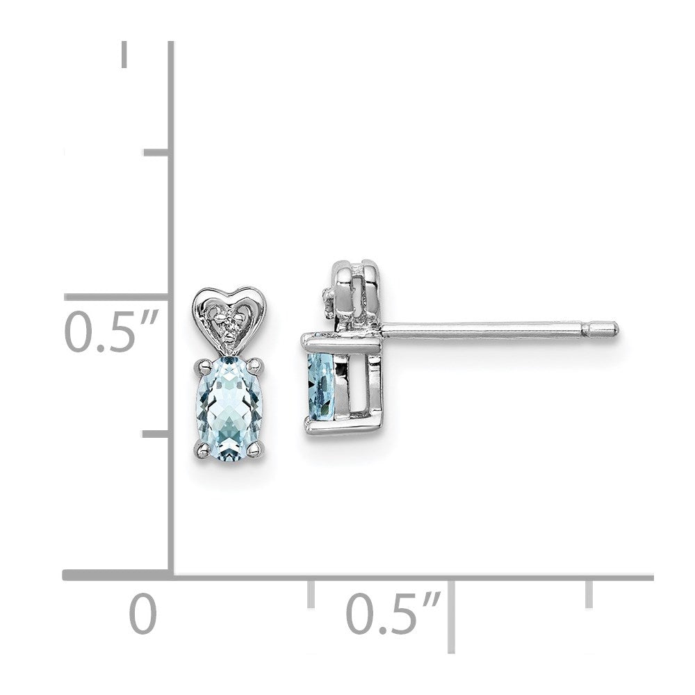 QBE23MAR Sterling Silver Rhodium-plated Aquamarine & Diam. Earrings