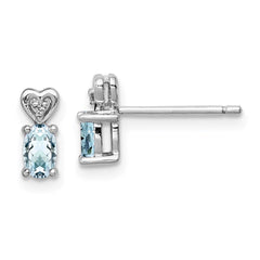 QBE23MAR Sterling Silver Rhodium-plated Aquamarine & Diam. Earrings