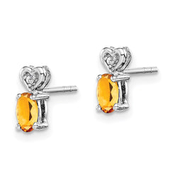 QBE23NOV Sterling Silver Rhodium-plated Citrine & Diam. Earrings