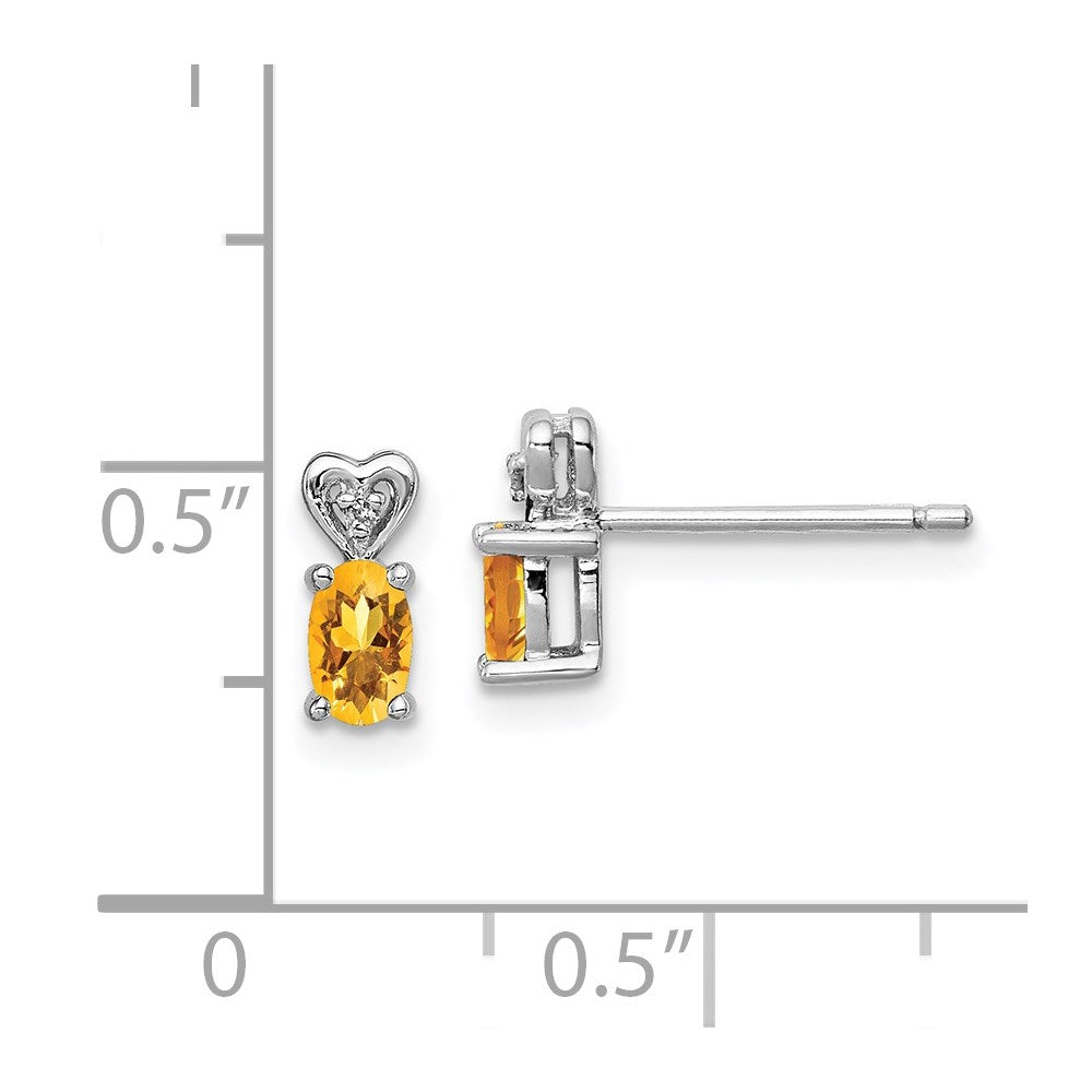 QBE23NOV Sterling Silver Rhodium-plated Citrine & Diam. Earrings