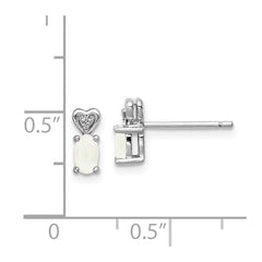 QBE23OCT Sterling Silver Rhodium-plated Created Opal & Diam. Earrings