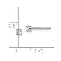 QBE25APR Sterling Silver Rhodium-plated 3mm Round White Topaz Post Earrings