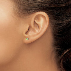 QBE25AUG Sterling Silver Rhodium-plated 3mm Round Peridot Post Earrings