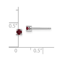QBE25JUL Sterling Silver Rhodium-plated 3mm Round Created Ruby Post Earrings