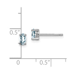 QBE29MAR Sterling Silver Rhodium-plated 5x3mm Oval Aquamarine Post Earrings