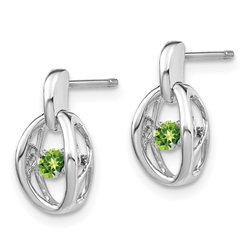 QBE32AUG Sterling Silver Rhodium Peridot Birthstone Vibrant Earrings