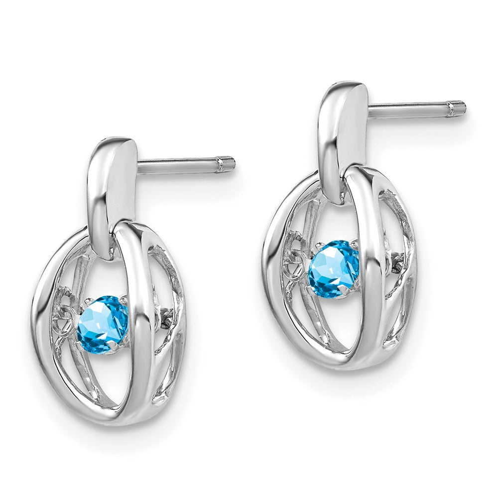 QBE32DEC Sterling Silver Rhodium Blue Topaz Birthstone Vibrant Earrings