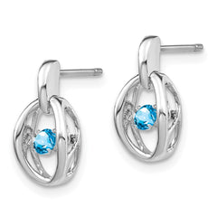 QBE32DEC Sterling Silver Rhodium Blue Topaz Birthstone Vibrant Earrings