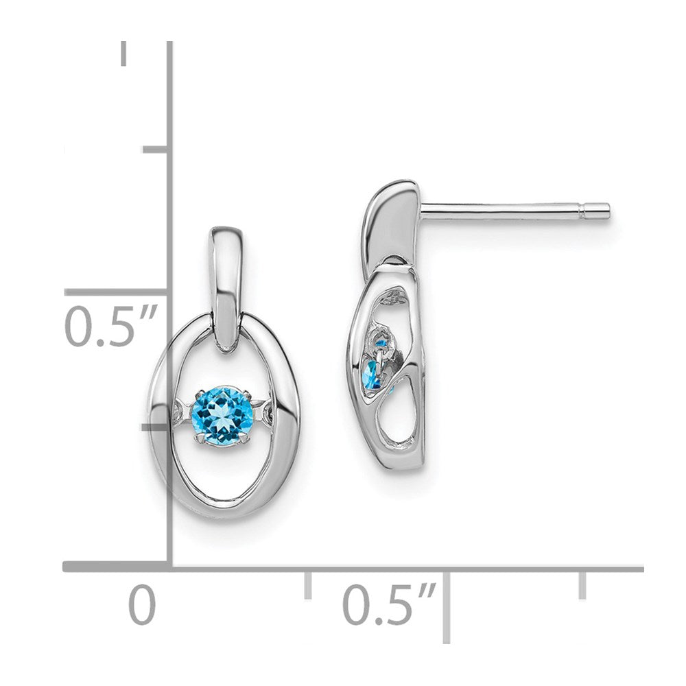 QBE32DEC Sterling Silver Rhodium Blue Topaz Birthstone Vibrant Earrings