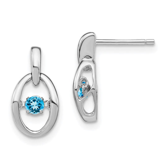 QBE32DEC Sterling Silver Rhodium Blue Topaz Birthstone Vibrant Earrings