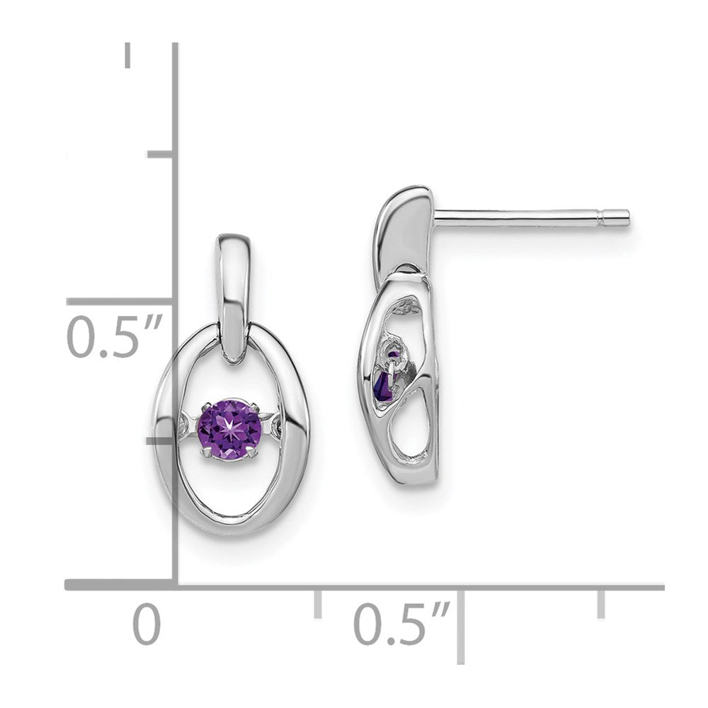 QBE32FEB Sterling Silver Rhodium Amethyst Birthstone Vibrant Earrings