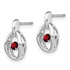 QBE32JAN Sterling Silver Rhodium Garnet Birthstone Vibrant Earrings