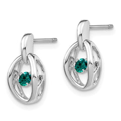 QBE32JUN Sterling Silver Rhodium Created Alexandrite Birthstone Vibrant Earrings