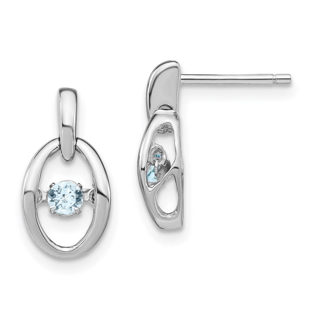 QBE32MAR Sterling Silver Rhodium Aquamarine Birthstone Vibrant Earrings