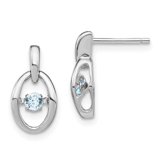 QBE32MAR Sterling Silver Rhodium Aquamarine Birthstone Vibrant Earrings