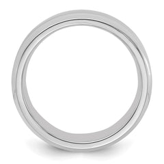 Sterling Silver Rhodium-plated 6mm Bevel Edge Size 8.5 Band