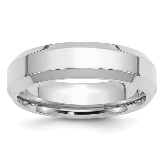 Sterling Silver Rhodium-plated 6mm Bevel Edge Size 8.5 Band