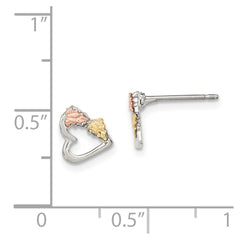 QBH131 Landstrom's Mt. Rushmore Black Hills Sterling Silver 12K Gold Accents Heart Post Stud Earrings