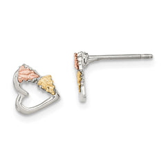 QBH131 Landstrom's Mt. Rushmore Black Hills Sterling Silver 12K Gold Accents Heart Post Stud Earrings
