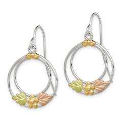 QBH201 Landstrom's Mt. Rushmore Black Hills Sterling Silver 12K Gold Accents Shepherd Hook Dangle Earrings