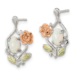 QBH281 Landstrom's Mt. Rushmore Black Hills Sterling Silver 12K Gold Accents Rose and Lab Created White Opal Post Dangle Earrings